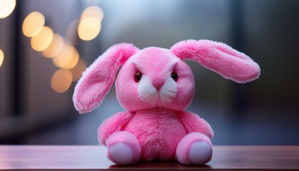 Fototapeta premium a pink stuffed animal rabbit