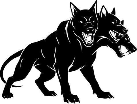 Mythic Animal Cerberus Silhouette Vector Illustration
