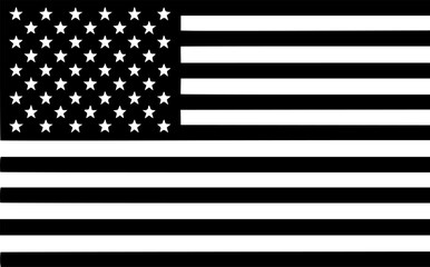 American Flag line art Vector Illustration Black silhouette
