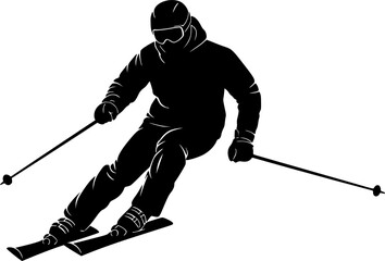 Ski man Silhouette Vector Illustration
