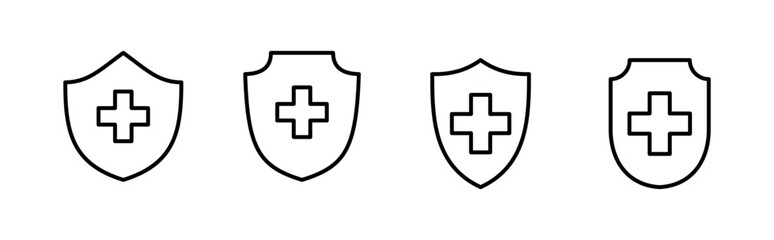Health insurance icon set. Insurance health document icon
