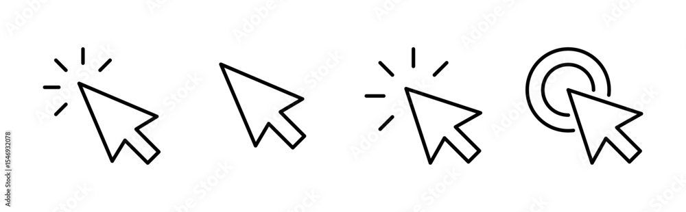 Poster click icon set. pointer arrow icon. cursor icon vector