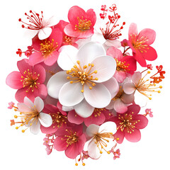 Vibrant floral arrangement featuring pink and white blossoms, set against a soft, blurred background