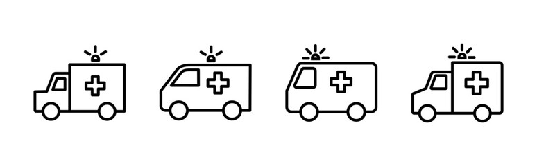 Ambulance icon set. ambulance truck icon vector. ambulance car