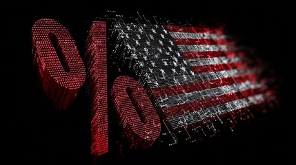 USA Flag Digital Art Percent Symbol Red White Blue Abstract Technology Background Modern Design Digital Illustration Graphic Resource Pixelated Patriotic Theme American Finance    