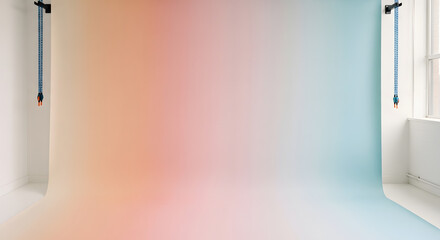 Colorful Gradient Backdrop in Bright Studio with Natural Light for Photography and Creative Projects