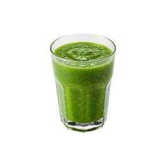 Glass of green smoothie with healthy ingredients, promoting detox, fitness, and nutrition