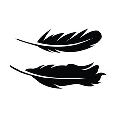 Minimal Feather Vector Set, 2 Black Silhouette Designs.