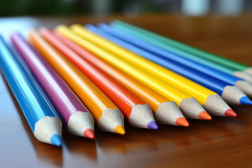 A collection of vibrant, colorful pencils are on display.