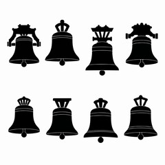 Bells collection different shapes black silhouettes