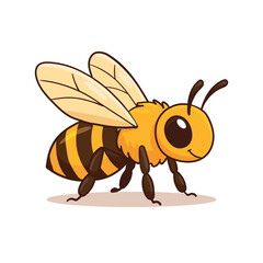 Happy Cartoon Bee Flying with Transparent Wings, Ideal for Nature and Children's Themes