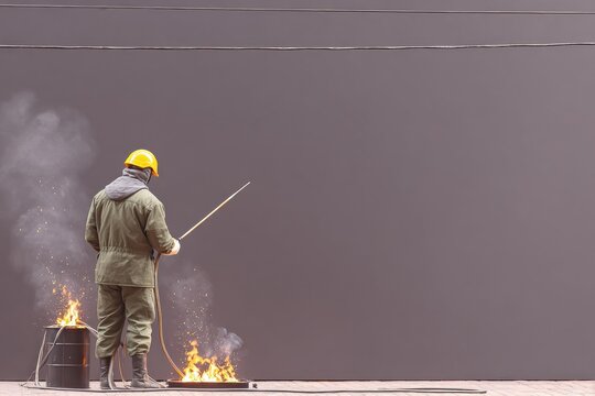 Industrial Worker Welding Metal Outdoors