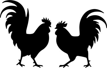 illustration vector two rooster are the fight 