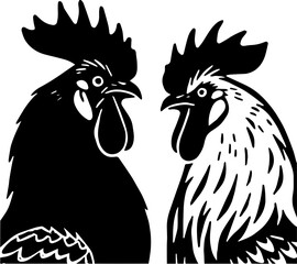 illustration two rooster are the fight