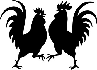 silhoutte two rooster are the fight 