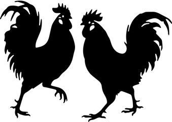 silhoutte two rooster are the fight 