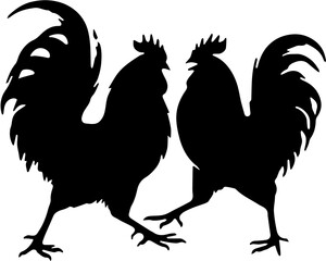 vector illustration two rooster are the fight 