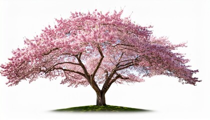 Naklejka premium pink cherry blossom tree on white background