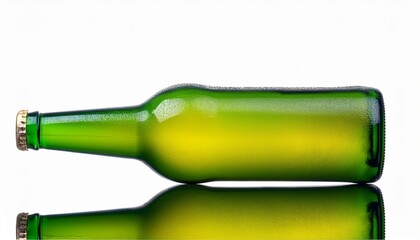 empty green beer bottle isolated on the transparent background