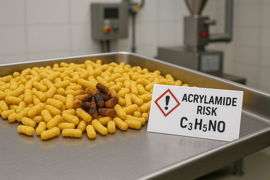 Acrylamide Risk in Food Toxicology involving a Non-Conforming Batch of Extruded Corn Cereal showing Thermal Degradation and a Chemical Hazard Identifier