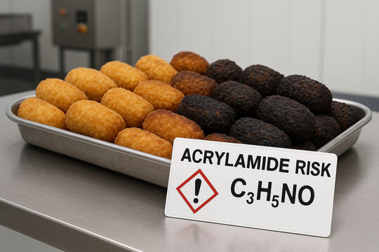 Acrylamide Risk Assessment in Food Toxicology for Breaded Chicken Croquettes showing Thermal Degradation and Non-conformance from a Deviant Frying Process with a Hazard Identifier