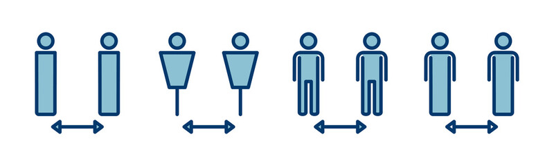 Social distancing icon vector isolated on white background. Keep distance sign. Coronavirus. Social Distancing and Self Quarantine.