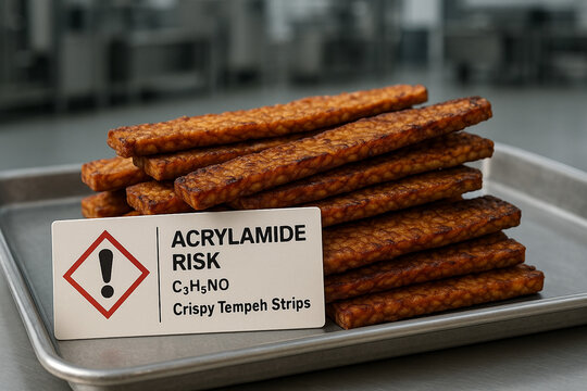 A Food Toxicology Investigation of Acrylamide Risk in Fried Crispy Tempeh Strips from a Thermal Process showing a Chemical Hazard Identifier for Quality Control and Safety Analysis