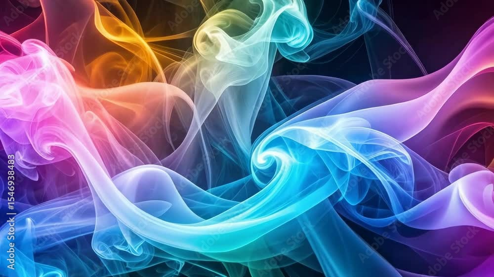 Poster abstract flowing swirls of vibrant color against a dark backdrop, creating a dynamic and artistic sm
