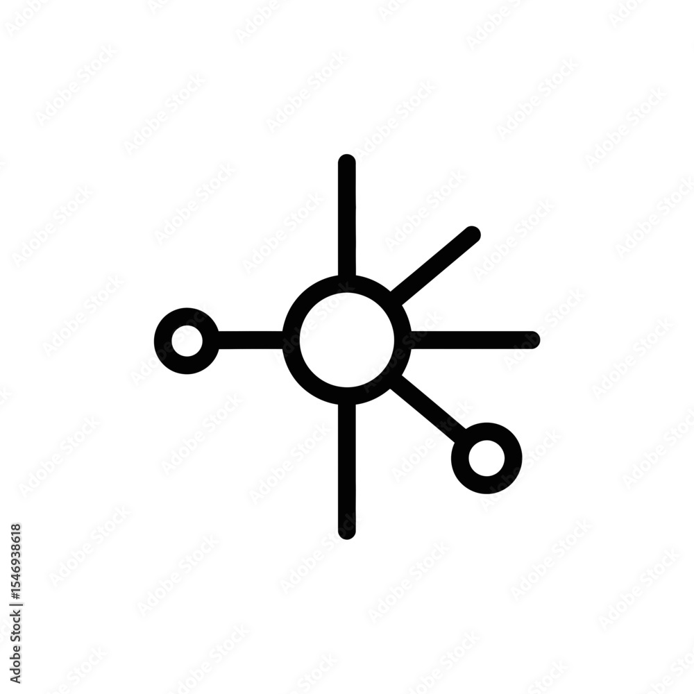 Poster blockchain technology icon representing network connections and nodes