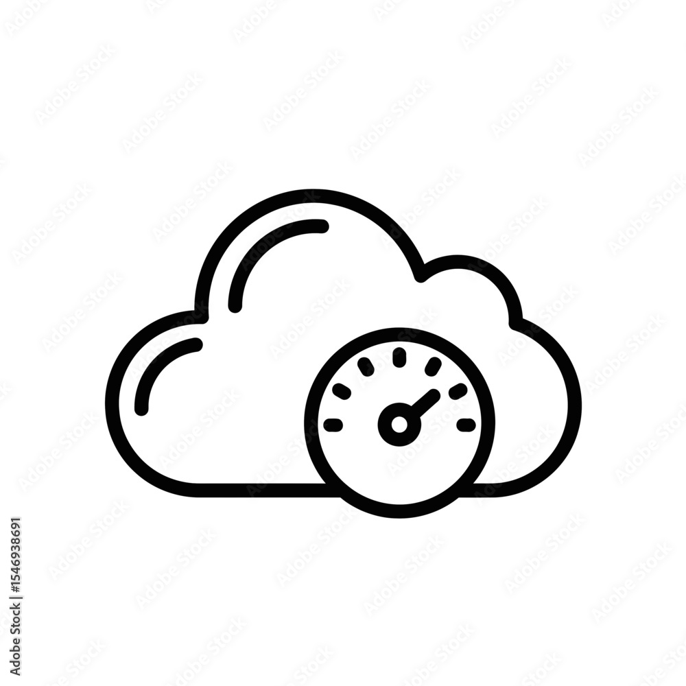 Poster cloud computing icon with speed gauge for technology representation