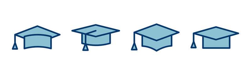 Education icon vector isolated on white background. Graduation cap icon. Graduate. Students cap