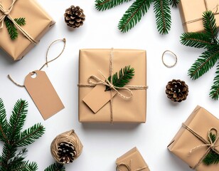 Christmas Gift Wrapping Station – Flat Lay Mockup