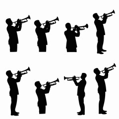 Trumpet player silhouettes musical performance concert band © Sabiqul