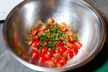 Fresh Cherry Tomato Salad with Chopped Herbs.