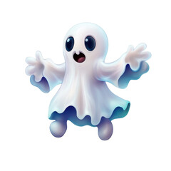 Obraz premium Cute Animated Ghost Character with Playful Expression and Gesture