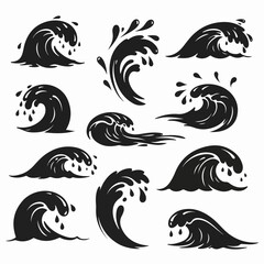 Fototapeta premium Ocean waves collection water design elements