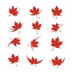 Maple leaf icons collection falling symbols