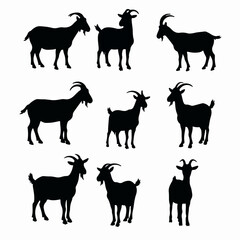 Goat silhouettes animal farm livestock herd