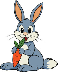 Cartoon Rabbit eating carrot vector art