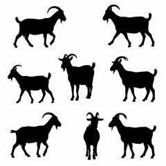 Goat silhouettes farm animal livestock mammal
