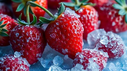 Vibrant Strawberries in Ice and Sugar