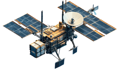 High-resolution rendering of a weather monitoring satellite on transparent background