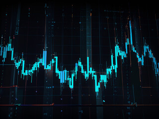 Financial Chart in Neon Light: A captivating display of a financial chart in neon light, illustrating fluctuations and trends in the market.
