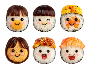 Kawaii Food Faces – Cute Transparent Background PNG Elements Set