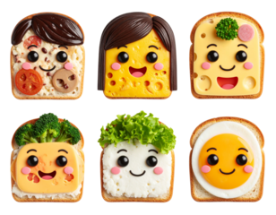 Kawaii Food Faces – Cute Transparent Background PNG Elements Set