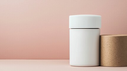 Eco friendly organic moisturizer or skincare product showcased with minimalist clean and modern packaging design in a serene natural themed studio setting