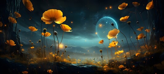 Galaxy Version of Buttercup flower world,ai generative