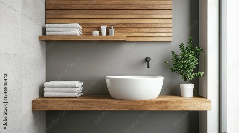 Poster sleek and minimal bathroom design with floating shelves and modern fixtures the clean and simple lay