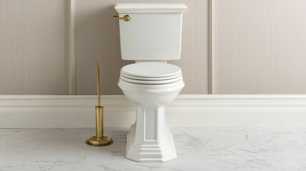 Elegant and timeless ceramic toilet design displayed in a nostalgic retro themed interior setting with classic architectural details and furnishings
