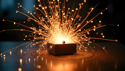Sparks escaping from an overcharged battery.